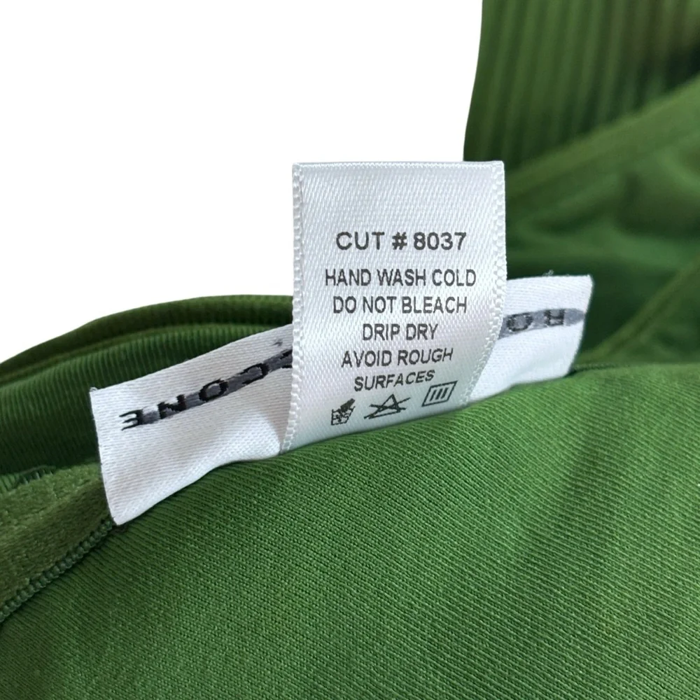 Robin Piccone Lily Ribbed Halter Triangle Bikini Top Basil Green L NWOT